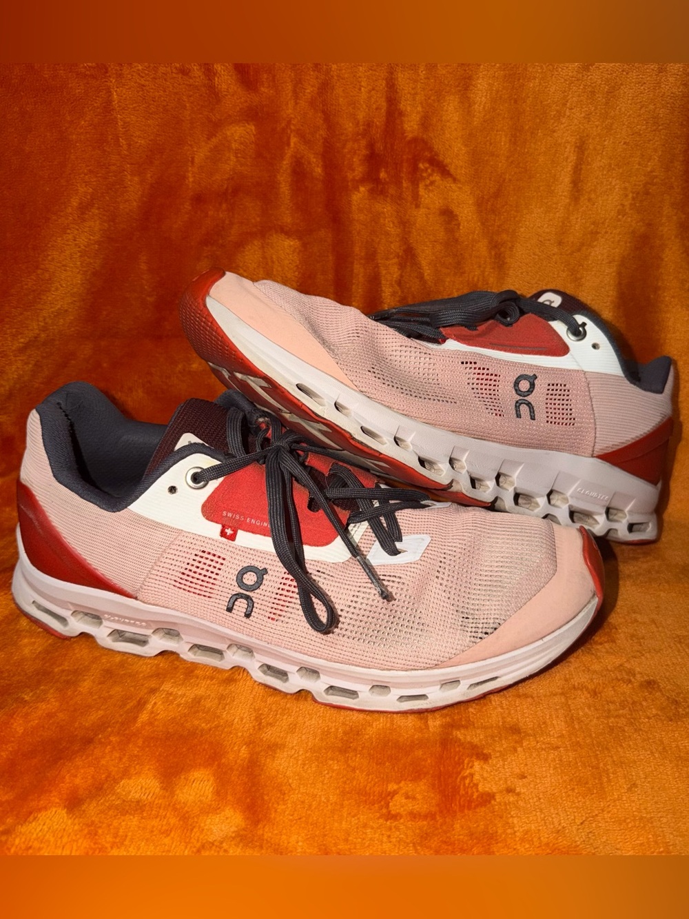 On Cloud Cloudstratus Pink Rust Mesh Running Shoes - Women’s 9